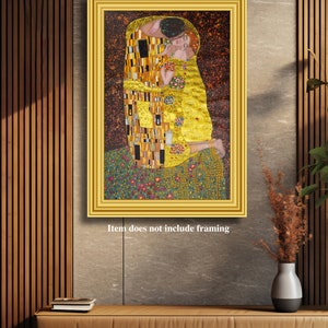 Gustav Klimt The Kiss exceptionally detailed reproduction oil painting on canvas, gold paint, made to order, 100% money back guarantee image 4