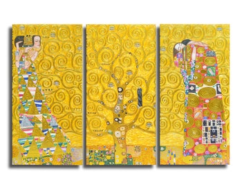グスタフ・クリムト「生命の樹」複製油絵キャンバス、金色 グスタフ・クリムト「生命の樹」複製油絵キャンバス、金色