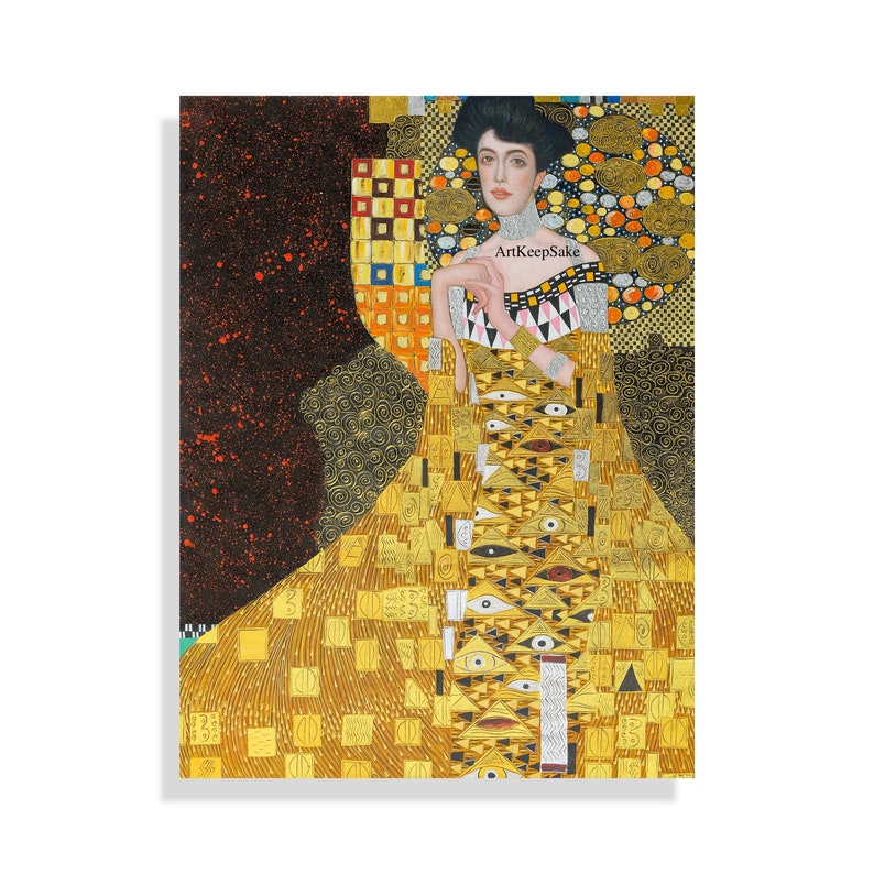 Gustav Klimt Portrait of Adele Bloch-Bauer I reproduction oil painting on canvas, gold paint, made to order, 100% money back guarantee image 1