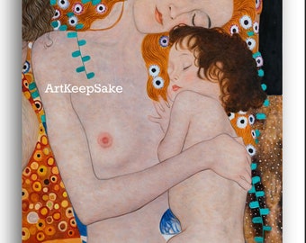 Gustav Klimt Mother and Child reproduction oil painting on canvas, made to order, 100% money back guarantee