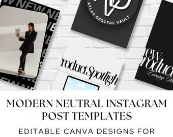 Modern Neutral Instagram Post Templates |  Editable Canva Designs for Social Media Marketing