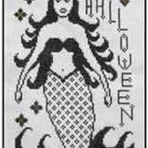 Cross Stitch Pattern PDF emailed Mermaid Water Witch Halloween Beach nautical ocean embroidery needlework 131 image 2