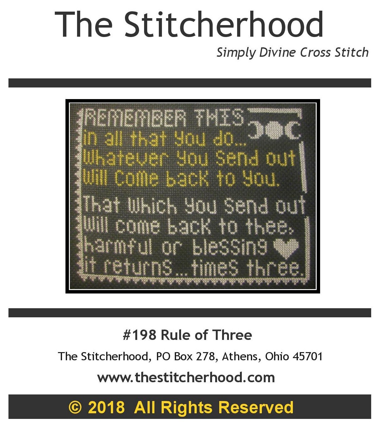 Cross Stitch Pattern PDF Emailed the Rule of Three Pagan Wicca Witch  Three-fold Law Embroidery Needlework 198 - Etsy
