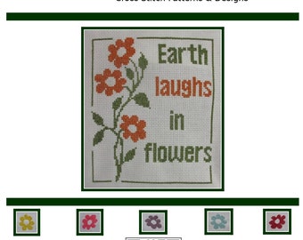 Cross Stitch Pattern PDF emailed Earth Laughs in Flowers Nature Seasonal embroidery needlework 303