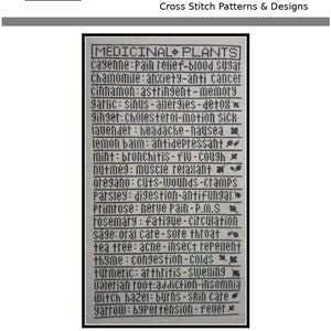 Cross Stitch Pattern PDF emailed Medicinal Plants kitchen witch wicca pagan wiccan embroidery needlework 309