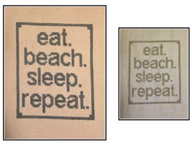 Cross Stitch Pattern PDF emailed Beach Repeat Nautical eat sleep needlework embroidery beach house decor 153 image 2