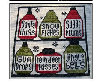 Cross Stitch pattern PDF emailed CHRISTMAS elves shelves santa reindeer embroidery needlework 123