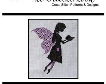 Cross Stitch Pattern PDF emailed Fairy Tales reading a book Wicca Wiccan magic decor library kids decor classroom embroidery needlework 355