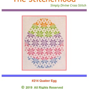 PDF Emailed Cross Stitch Pattern Quaker Egg Holiday Easter Decor Design Embroidery Needlework 214