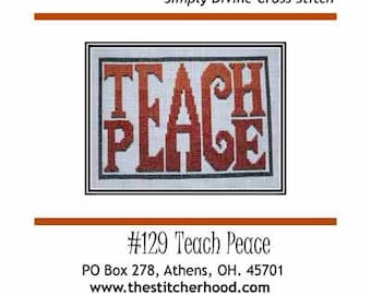 Cross Stitch Pattern PDF emailed Teach Peace teacher family inspiring embroidery needlework 129