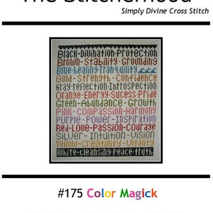 Cross Stitch Pattern PDF emailed Wiccan Wicca Witch Color Magick Magic Needlework Embroidery Pagan 175