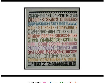 Cross Stitch Pattern PDF emailed Wiccan Wicca Witch Pagan  Color Magick Magic Needlework spell work ritual art casting Embroidery Pagan 175