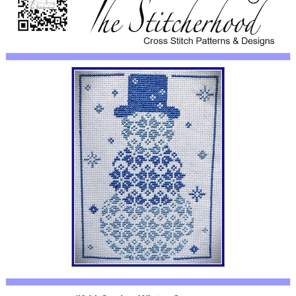 Cross Stitch Pattern PDF emailed Quaker Winter Snowman winter snow man decor pattern design embroidery needlework 344