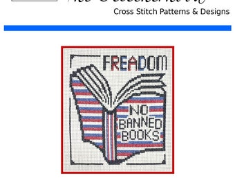 Cross Stitch Pattern PDF emailed fREADom no book banning freedom of speech democratic liberal library librarian embroidery needlework 338