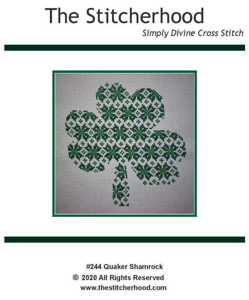 Cross Stitch Pattern Pdf Emailed Quaker Shamrock Saint Valentine S Day Irish Clover Needlework Embroidery 244 Art Collectibles Fiber Arts Vadel Com