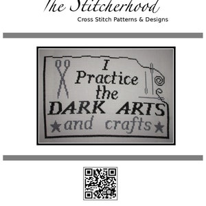 PDF Emailed Cross Stitch Pattern Dark Arts and Crafts Funny Whimsical snarky sarcastic Sewing room decor Design Embroidery Needlework 305