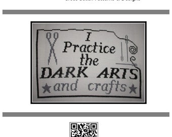 PDF Emailed Cross Stitch Pattern Dark Arts and Crafts Funny Whimsical Sewing Design Embroidery Needlework 305
