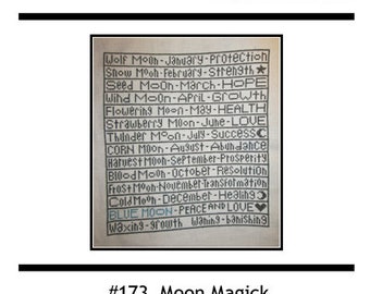 PDF E-postad Korsstygnsmönster Månmagi Magi Wicca Paganisk trollformel Häxa Wicca Design Grimoire Altertyg Broderi Nålarbete 173