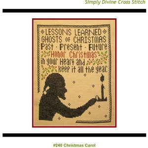 PDF envoyé par email motif de point de croix Chants de Noël Scrooge Décorations des Fêtes Bas de carte Décor primitif Broderie Couture 240