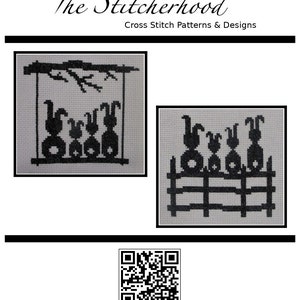 Kreuzstich Stickmuster PDF per E-Mail versendet Bunch 'O Bunnies Kaninchen Osterhase Frühling Baby Dekor Kinder einfach Spaß Tierbaum Stickerei Handarbeit 327