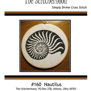 Cross Stitch Pattern PDF emailed Nautilus Beach sea ocean shell seashell embroidery needlework 160
