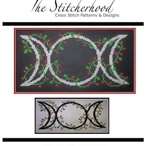Kreuzstich Anleitung, PDF per E-Mail versendet Dreifach Mond Monde und Blüten Wicca Pagan Hexe Wicca Alter Cloth Stickerei Zauber Magie Kunst 295