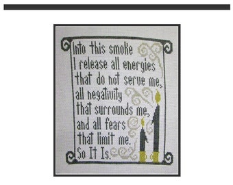 PDF Emailed Cross Stitch Pattern Smoke Spell Wicca Ritual Art Alter Cloth Witch Pagan Wiccan Design Embroidery Needlework protection 287