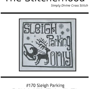 Cross Stitch Pattern Christmas Sleigh Parking PDF emailed needlework embroidery reindeer santa 170 image 1