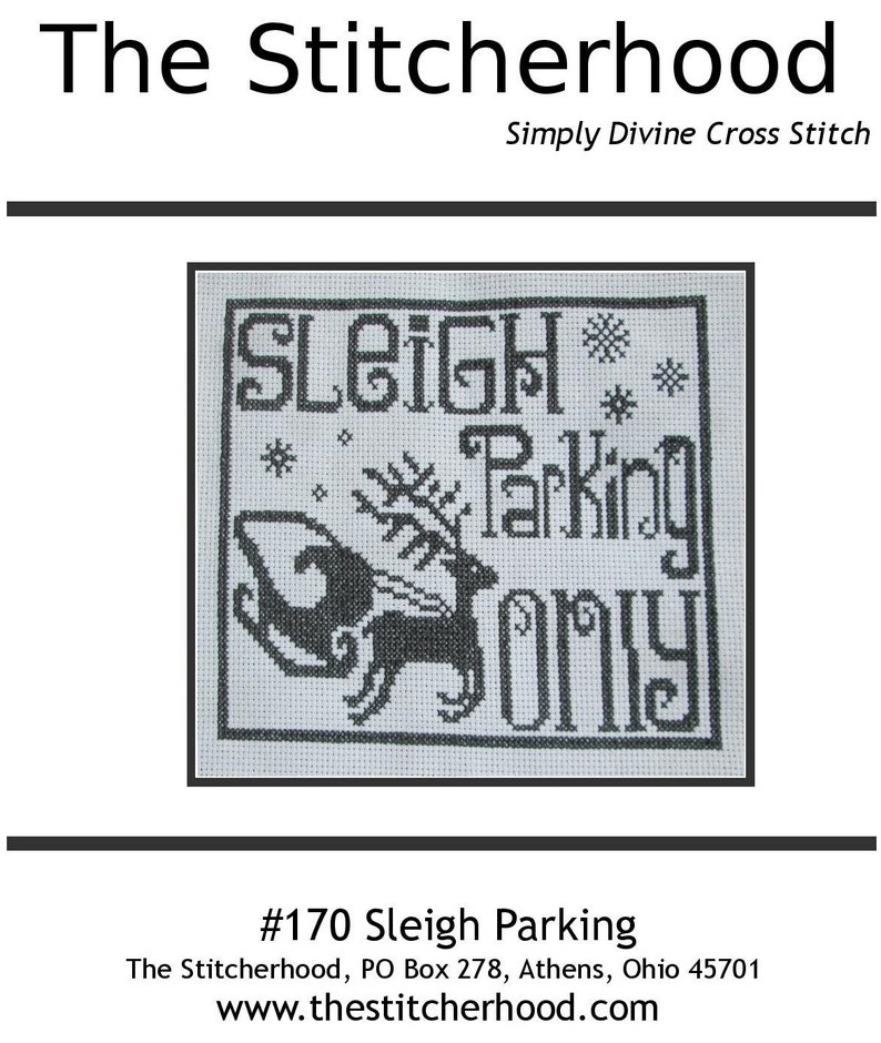 Cross Stitch Pattern Christmas Sleigh Parking PDF emailed needlework embroidery reindeer santa 170 image 1