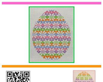 cross stitch pattern PDF emailed easy Easter Holiday fun colorful decor Quaker Egg 2 companion series art Spring embroidery needlework 322