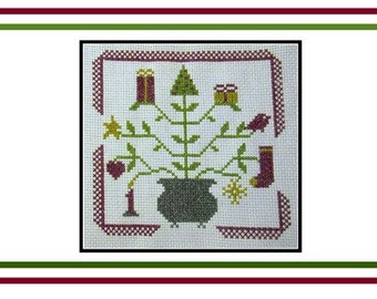 Cross Stitch Pattern PDF emailed Christmas Winter Urn embroidery needlework gift tree 148