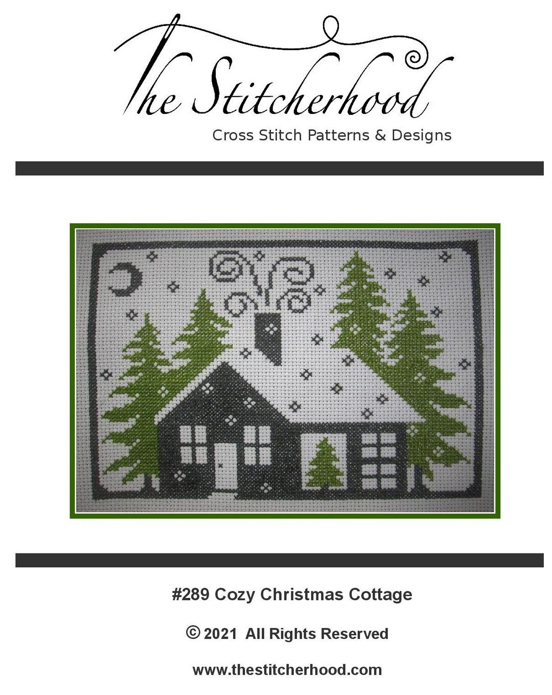 PDF Emailed Cross Stitch Pattern Cozy Christmas Cottage Forest Winter ...