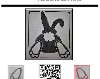 Cross Stitch Pattern PDF emailed Bunny Butt Easter Holiday Funny Easy Fun Kids embroidery needlework 298