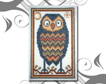 PDF Emailed Cross Stitch Pattern Odd Owl Bird Tree Design Embroidery Needlework 65