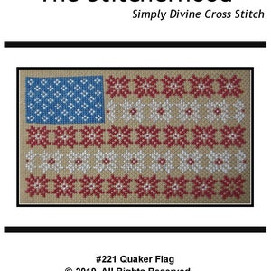 PDF Emailed Cross Stitch Pattern Quaker Flag July 4th Independence Day Americana Decor Art Patriotic USA Design Embroidery Needlework 221