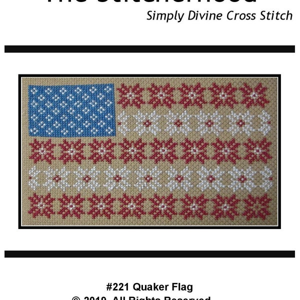 PDF Emailed Cross Stitch Pattern Quaker Flag July 4th Independance Day Americana Decor Design Embroidery Needlework 221