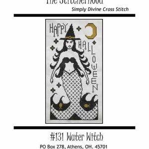 Cross Stitch Pattern PDF emailed Mermaid Water Witch Halloween Beach nautical ocean embroidery needlework 131 image 1