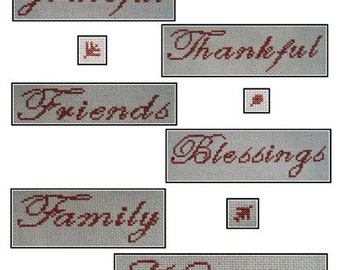 Cross Stitch Pattern PDF emailed eXpressions: Thanksgiving Autumn Fall holiday decor family friends blessings leaf needlework embroidery 120