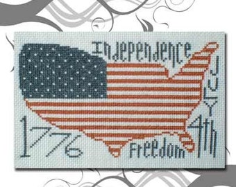 PDF Emailed Cross Stitch Pattern July 4th Independance Day Patriotic Americana Flag Design Embroidery Needlework 70