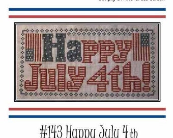 Cross Stitch Pattern PDF emailed Happy July 4th Patriotic Flag Americana Independence Day embroidery needlework 143