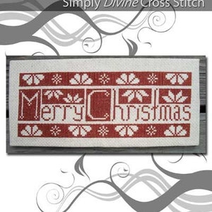 Cross Stitch Pattern PDF emailed Quaker Christmas Merry holiday decor decorations art motif flowers red work Embroidery Needlework 81