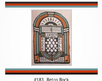 Cross Stitch pattern PDF emailed Retro rock Jukebox Rock-n-Roll antique vintage music embroidery needlework 183