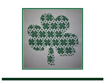 PDF Emailed Cross Stitch Pattern Quaker Shamrock Irish Saint Patrick's Day Holiday  Design Embroidery Needlework 244