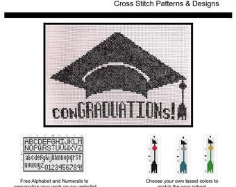 PDF Emailed Cross Stitch Pattern conGRADUATIONs! funny fun graduation gift graduate congratulations school Design Embroidery celebration 373