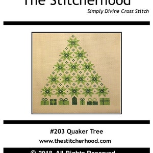 PDF Emailed Cross Stitch Pattern Quaker Tree Christmas Holiday Design Embroidery Needlework 203