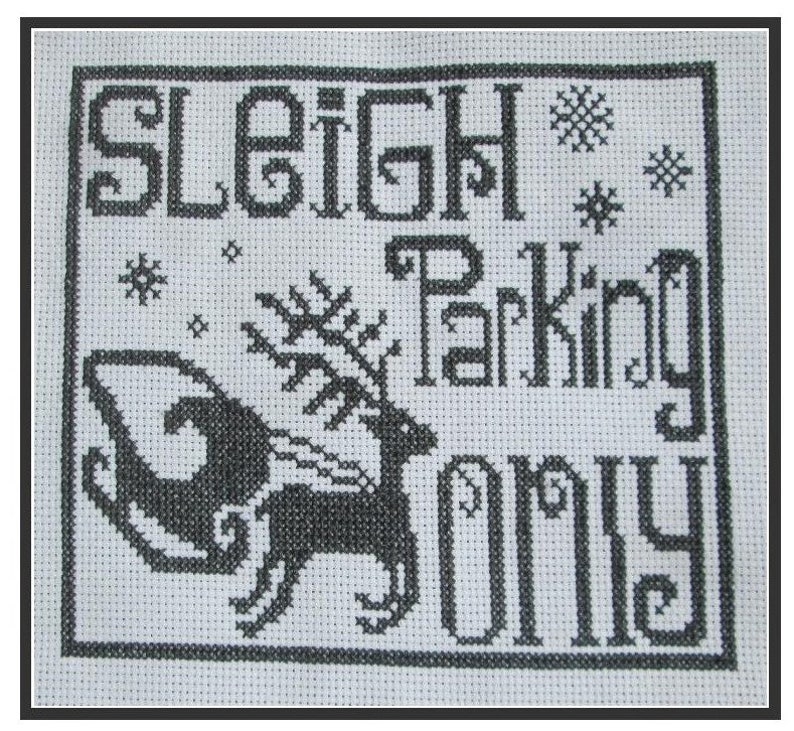 Cross Stitch Pattern Christmas Sleigh Parking PDF emailed needlework embroidery reindeer santa 170 image 2