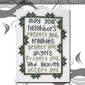 Cross Stitch Pattern PDF emailed Quaker Irish Blessing Saying St. Patrick&#39;s Day decor Holiday Flower Motif art embroidery needlework 91