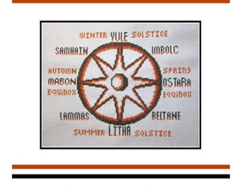 PDF Emailed Cross Stitch Pattern Wheel of The Year Wicca Pagan Witch Wiccan Sabbats grimoire alter cloth Design Embroidery Needlework 174