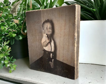 Custom Photo on wood, reclaimed wood photo, farmhouse decor, wedding gift,birthday,5 year anniversary gift,family photo,unique wood decor