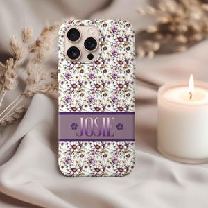 Floral Personalized Name Phone Tough Case for iPhone Samsung Google - Customized Floral Phone Cover, Protective Device Case, Flower Design